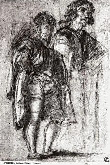 Images Dated 7th March 2008: Male figures. Drawing by Titian, in the Gabinetto dei Disegni e delle Stampe