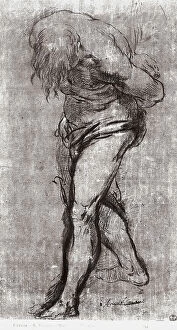 Images Dated 7th March 2008: Male nude. Drawing by Titian, in the Gabinetto dei Disegni e delle Stampe