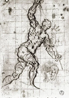 Images Dated 26th February 2008: Male nude in motion; drawing by Federico Barocci, in the Gabinetto dei Disegni e delle Stampe