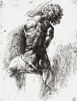 Images Dated 27th February 2008: Male nude seen from the back, drawing by Domenico Campagnola