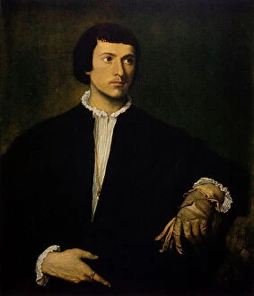 Images Dated 3rd March 2011: Man with the glove, oil on canvas, Titian (1485-1576), The Louvre Museum, Paris