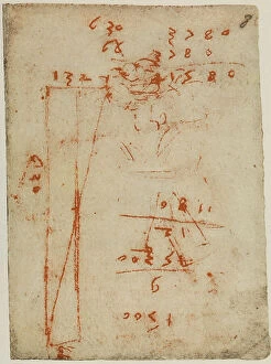 Images Dated 13th October 2009: Mathematic calculations, writings from the Codex Forster II, c.1v, by Leonardo da Vinci