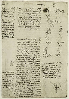 Images Dated 30th September 2009: Mathematical calculations, writings by Leonardo da Vinci, belonging to the Codex Arundel 263, c.279v