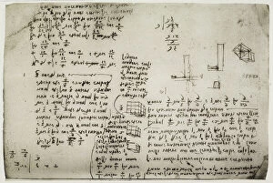 Images Dated 30th September 2009: Mathematical ideas on the cube, written by Leonardo da Vinci, part of the Arundel Codex 263, c.200r