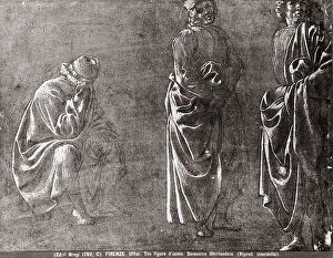 Images Dated 27th February 2008: Three men, drawing, in the Gabinetto di Disegni e delle Stampe, Uffizi Gallery, Florence