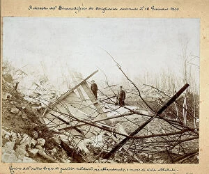 Images Dated 18th April 2011: Two men looking at the damage caused by the disaster at the Avigliana dynamite factory on 16