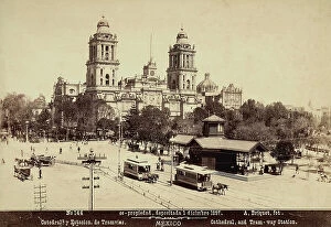 Images Dated 29th March 2011: Metropolitan Cathedral with, in the foreground, a tram station, Mexico City