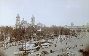 Images Dated 2nd November 2011: Mexico City, Cathedral square, with National Palace, full of people