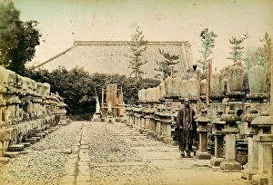 Japan: A monk in a cemetery, in Japan