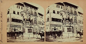 Images Dated 7th November 2011: Monument to Cosimo I de Medici, piazza della Signoria, Florence. Stereoscopic photograph