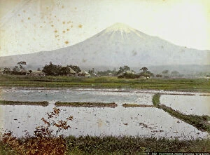Images Dated 22nd November 2011: Mount Fujiyama taken from Ichiba Tokaido. In the foreground a marshy terrain near which are a few