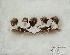 Images Dated 5th June 2009: Multiple half-length portrait, in five poses, of the same woman