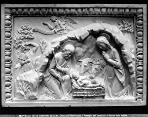 Images Dated 19th September 2008: Nativity, detail of the Coronation of the Virgin. Glazed terracotta, by Andrea della Robbia
