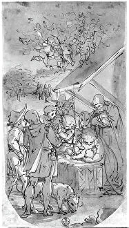 Images Dated 19th September 2008: Nativity, drawing by Luca Cambiaso, in the Gabinetto dei Disegni e delle Stampe