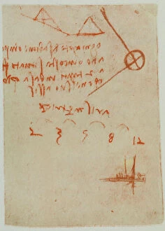 Images Dated 13th October 2009: Notes on arithmetic and perspective, writings from the Codex Forster II, c.16r, by Leonardo da Vinci