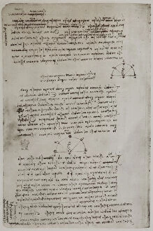 Images Dated 6th August 2009: Notes on mechanics and physics, written by Leonardo da Vinci, part of the Arundel Codex 263, c.83v