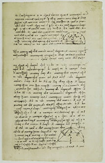 Images Dated 30th September 2009: Notes on proportion, written by Leonardo da Vinci, part of the Arundel Codex 263, c.215r