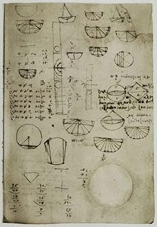 Images Dated 30th September 2009: Notes on the proportions of the circle, written by Leonardo da Vinci