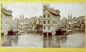 Images Dated 8th November 2011: Nuremberg: in the foreground, the Pegniz river which, further in the distance
