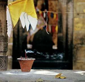 Images Dated 2nd February 2009: Offerings made by pilgrims in a Hindu temple in Bihar, Eastern India