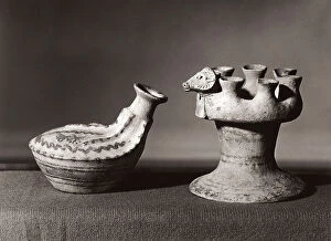 Images Dated 15th February 2008: Two painted vases of Punic manufacture, in the G.A. Sanna National Museum in Sassari