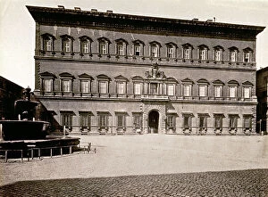Images Dated 16th September 2011: Palazzo Farnese in Rome, with Piazza Farnese in front. In the foreground one of the Twin Fountains