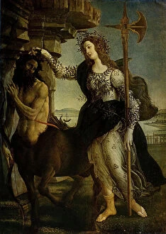 Images Dated 23rd February 2011: Pallas and the Centaur, tempera on panel, Botticelli, Sandro (1445-1510), Uffizi Gallery, Florence