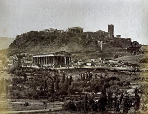 Images Dated 11th March 2011: Panorama of the Agora and the acropolis of Athens. In the foreground the temple of Theseus