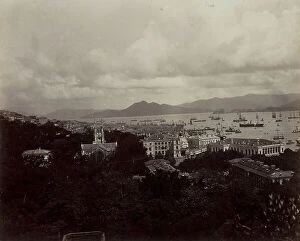 Images Dated 5th December 2011: Panorama of the city and port of Hong Kong. In the foreground, among the trees