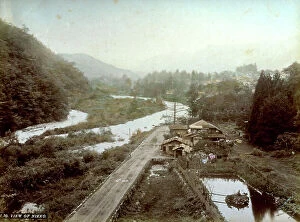 Japan: Panorama of the Japanese city of Nikko, in the center of the park of the same name