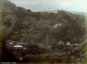 Images Dated 22nd November 2011: Panorama of the village of Dogashima Hakone, in Japan, in the midst of a green wooded landscape