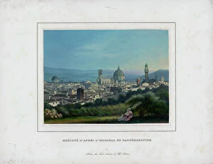 Images Dated 14th May 2009: Panoramic view of Florence; aquatint by L. Cherbuin from a daguerreotype by Ferdinando Artaria et
