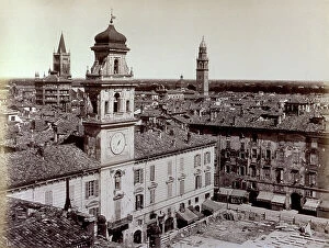 Images Dated 10th March 2010: Panoramic view of Parma, in the foreground the governor's palace in the background the baptistery