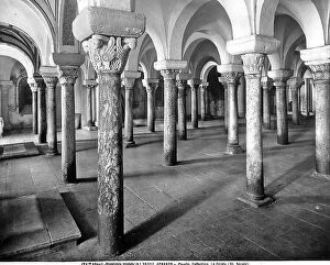 Images Dated 6th April 2012: Partial view of the crypt with columns in veined marble and two capitals decorated with fantastic