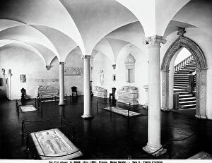 Images Dated 16th December 2010: Partial view of Hall X of Bardini Museum, Florence. Tombstones and funeral monuments are visible
