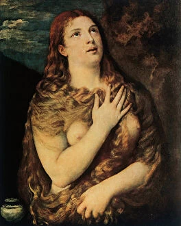 Images Dated 18th February 2011: Penitent Magdalen; painting by Tiziano. Galleria Palatina, Palazzo Pitti, Florence