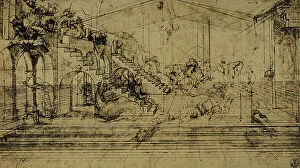 Images Dated 16th March 2011: Perspective study (Study for the Adoration of the Magi), drawing, Leonardo da Vinci