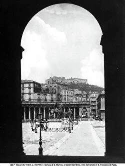 Images Dated 14th November 2006: Piazza del Plebiscito in Naples. The Carthusian monastery of San Martino can be seen on the hill