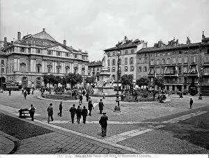 Images Dated 3rd April 2012: Piazza della Scala in Milan; the monument to Leonardo da Vinci can be glimpsed in the background