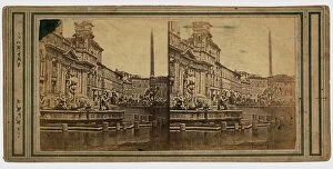 Images Dated 19th January 2011: Piazza Navona flooded by water; Stereoscopic photograph