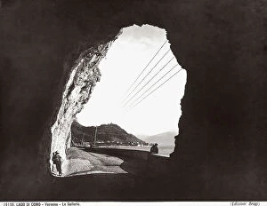 Images Dated 4th March 2008: Picturesque image of Varenna photographed from the inside of a mountain tunnel