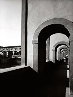 Florence Collection: Ponte Vecchio as seen from the architraved loggia; the Corridoio Vasariano passes above. Florence