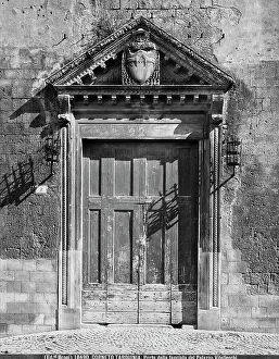 Images Dated 20th December 2010: Portal of the facade of the Vitelleschi Palace in Tarquinia. There is a triangular gable with
