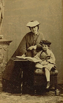 Images Dated 8th April 2011: Portrait of the actress Medeleine Brohan (1833-1900) with his son