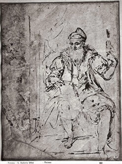 Images Dated 7th March 2008: Portrait of an elderly man. Drawing by Titian, in the Gabinetto dei Disegni e delle Stampe