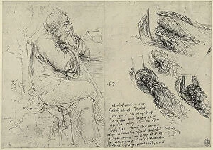 Images Dated 22nd October 2009: Portrait of an elderly person, by Leonardo da Vinci, pen drawing on white paper