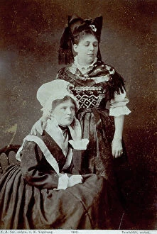 Images Dated 28th November 2011: Portrait of two girls in traditional dress of Alsace and Lorraine