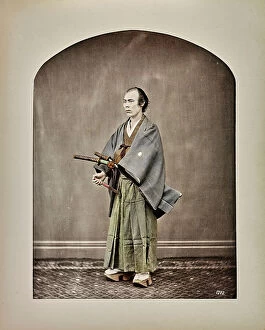 Japan: Portrait of Japanese man with the Katana (sword)