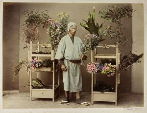 Japan: Portrait of a Japanese seller of flowers