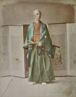 Japan: Portrait of a japanese in traditional clothes